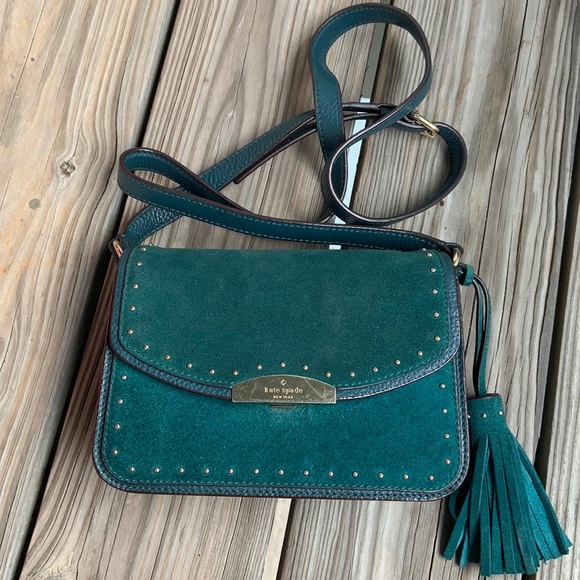 kate spade Bags Kate Spade New York Green Suede And Leather Crossbody Bag With Tassel Poshmark